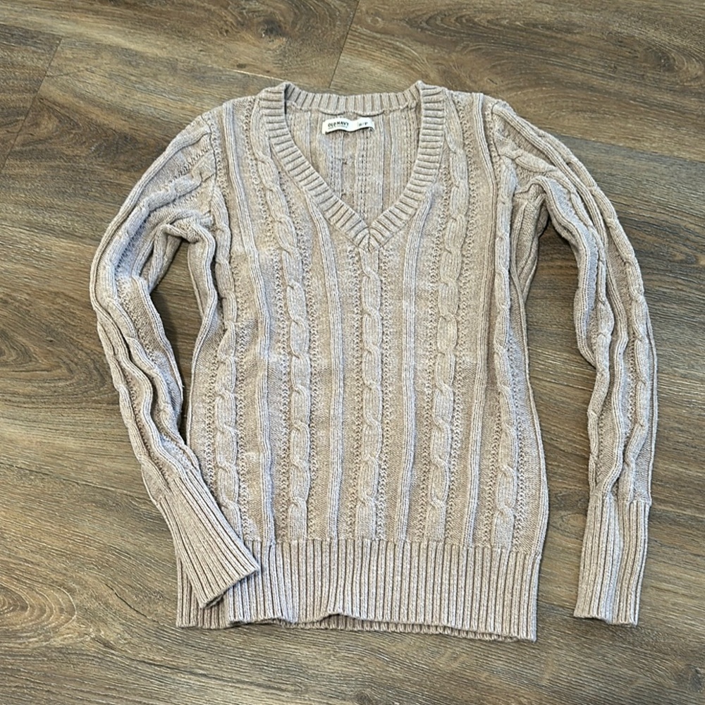 Beige Cable Knit Sweater